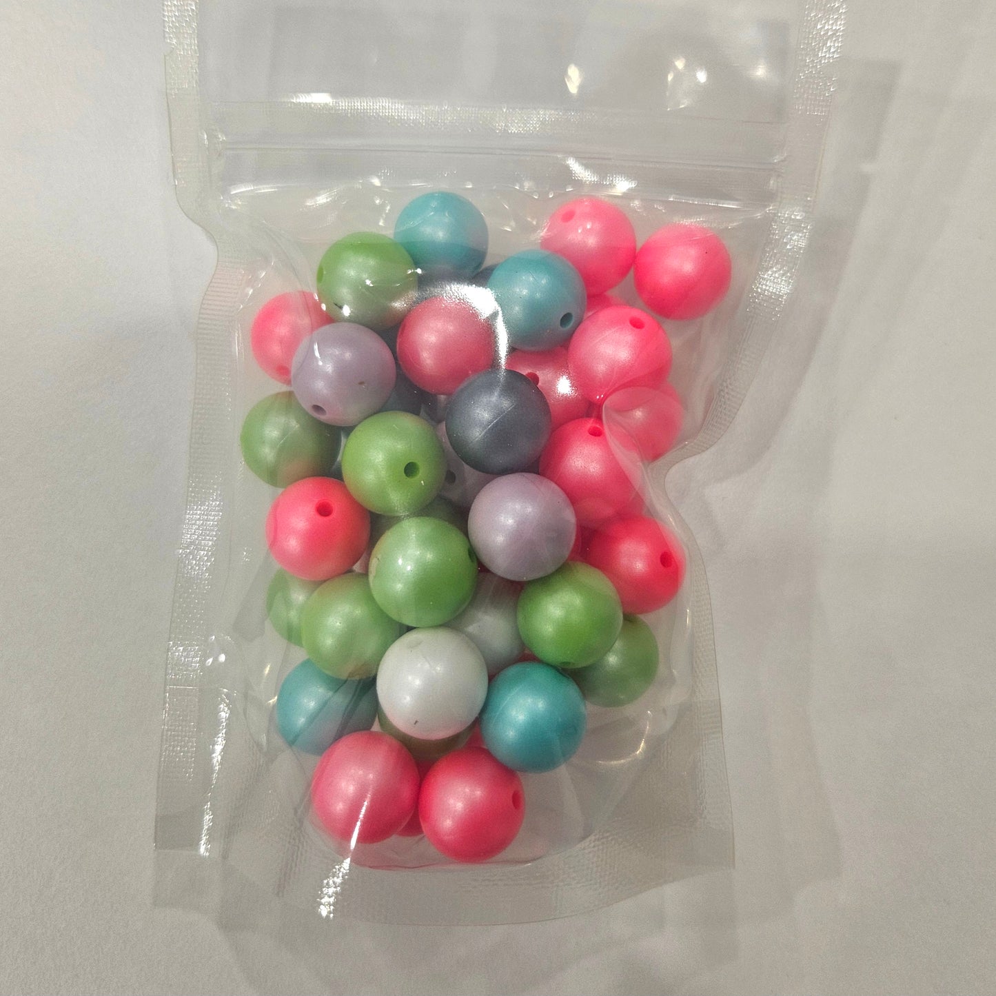 Opal Round Silicone Beads - Pack of 50, 15mm