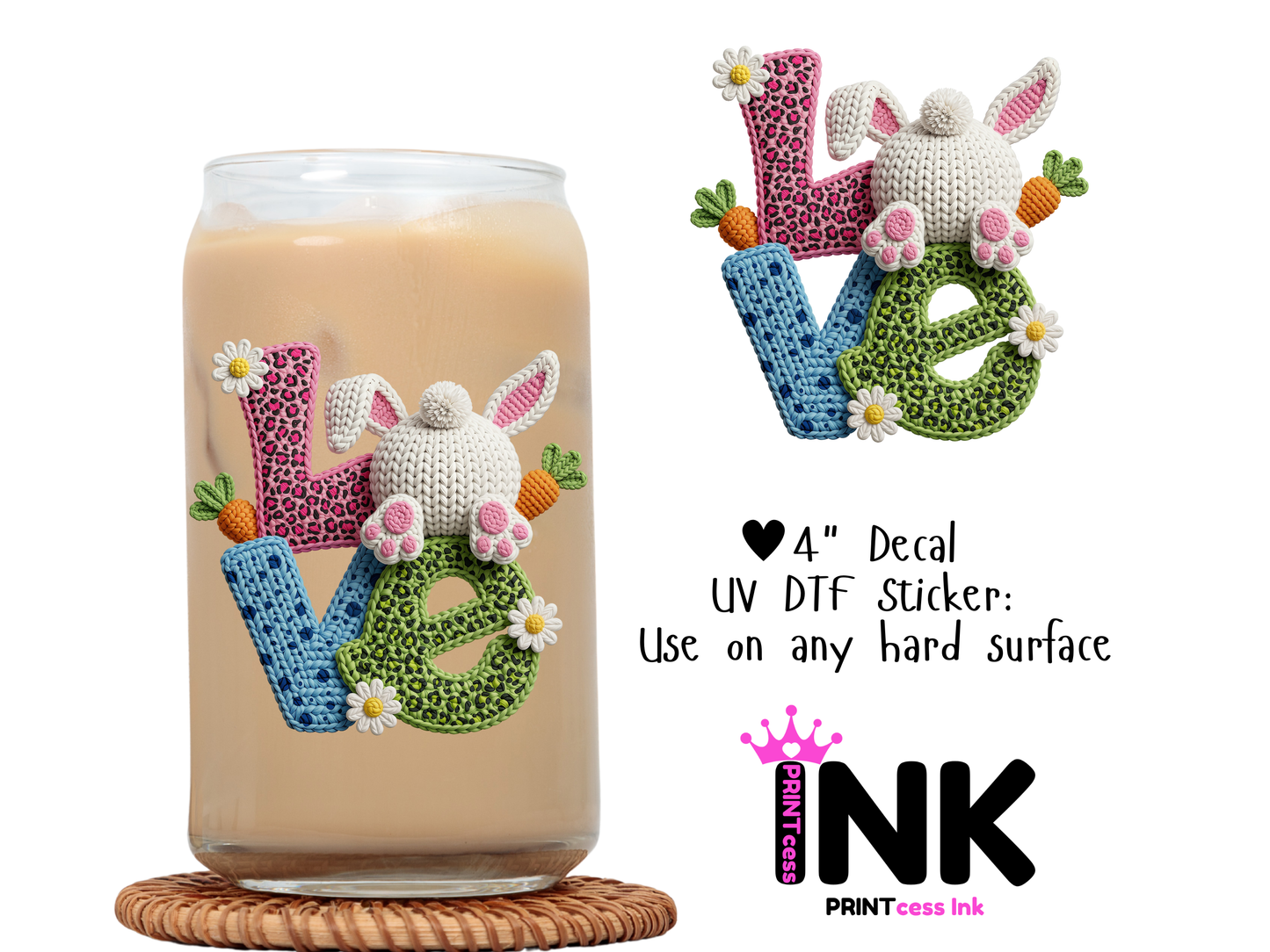 🎁 Easter UVDTF100749 UV DTF Sticker | Ready to Apply Decal | Waterproof Permanent Sticker for Tumblers, Cups, Laptops, and More| Tumbler Cup Decal 4" UV DTF Sticker (100% off)