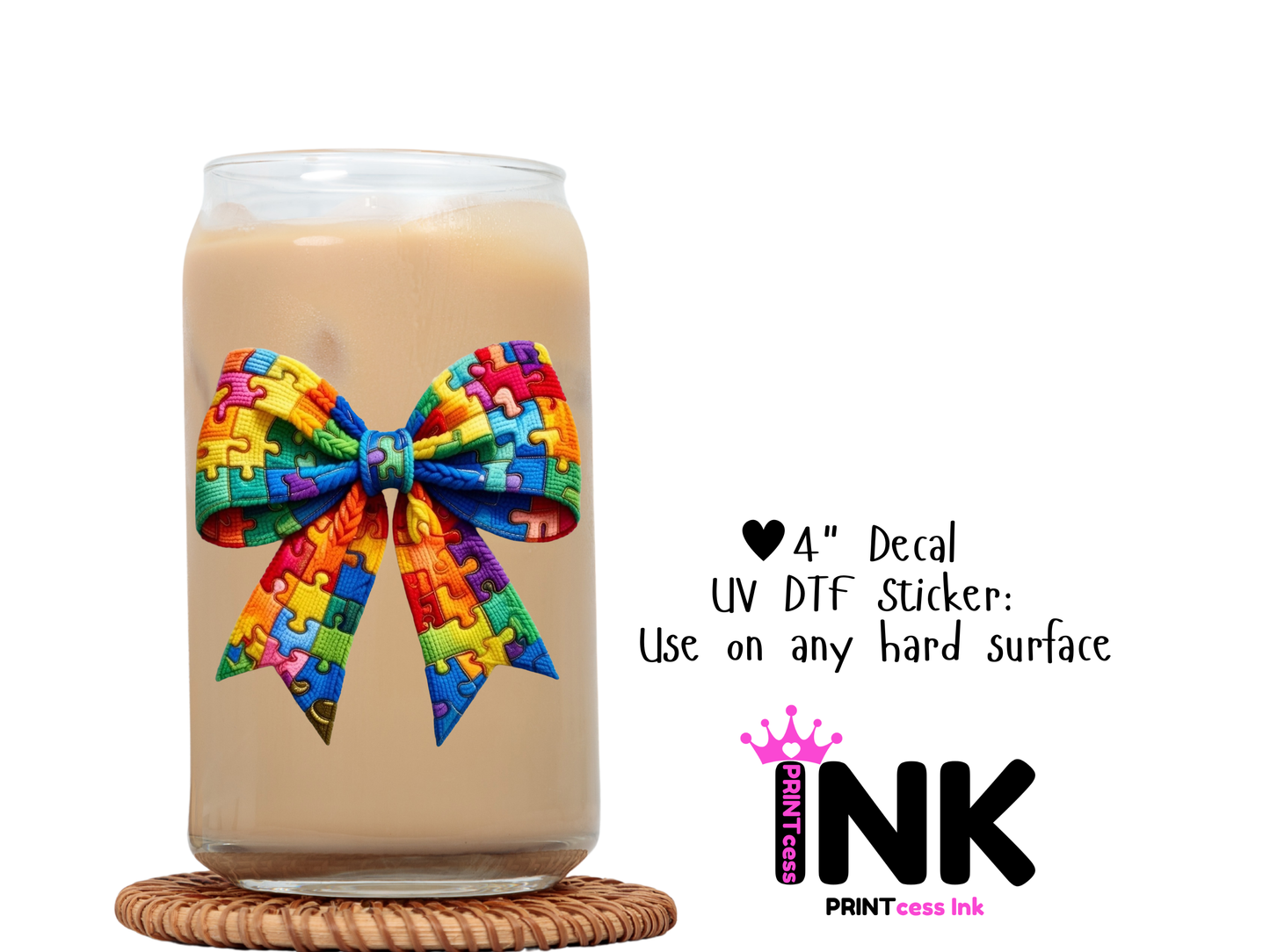 🎁 Autism UVDTF100759 UV DTF Sticker | Ready to Apply Decal | Waterproof Permanent Sticker for Tumblers, Cups, Laptops, and More| Tumbler Cup Decal 4" UV DTF Sticker (100% off)