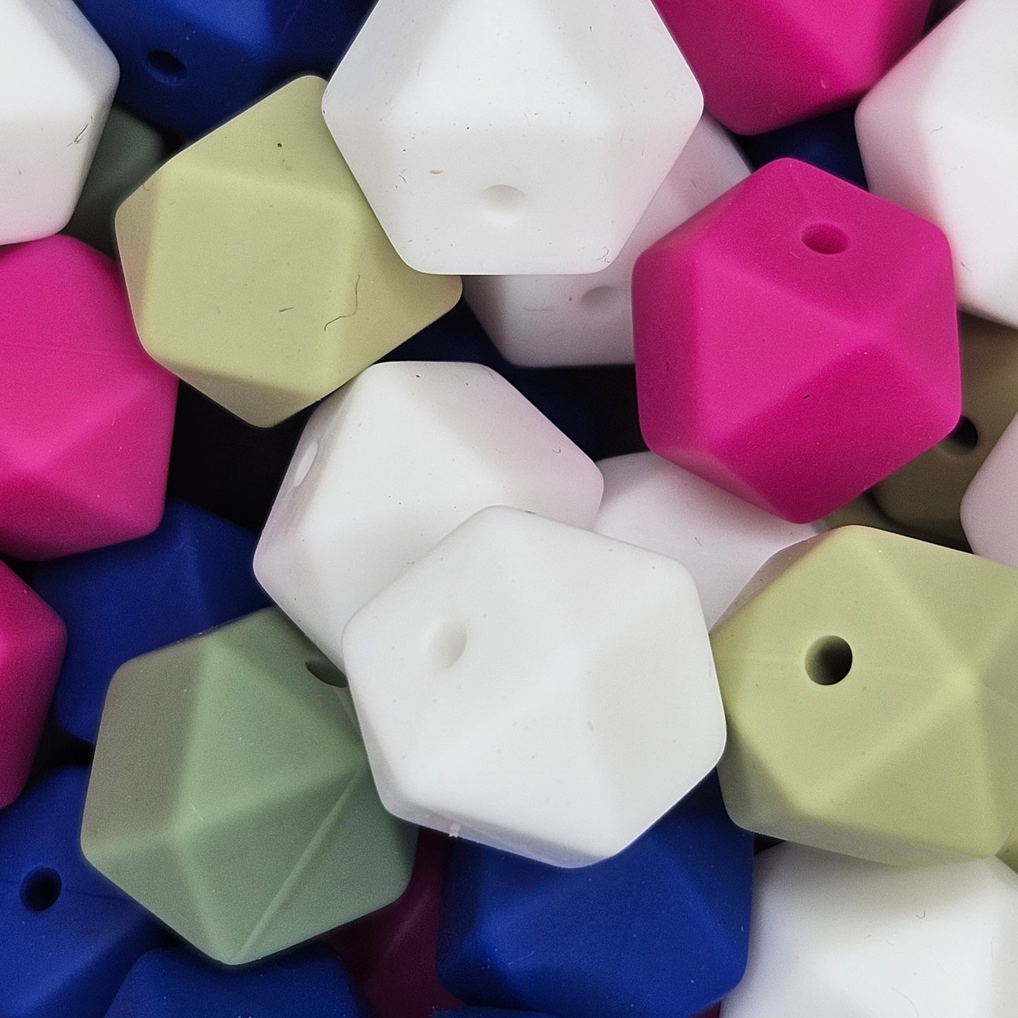 Hexagon Silicone Bead - 14mm - NAVY