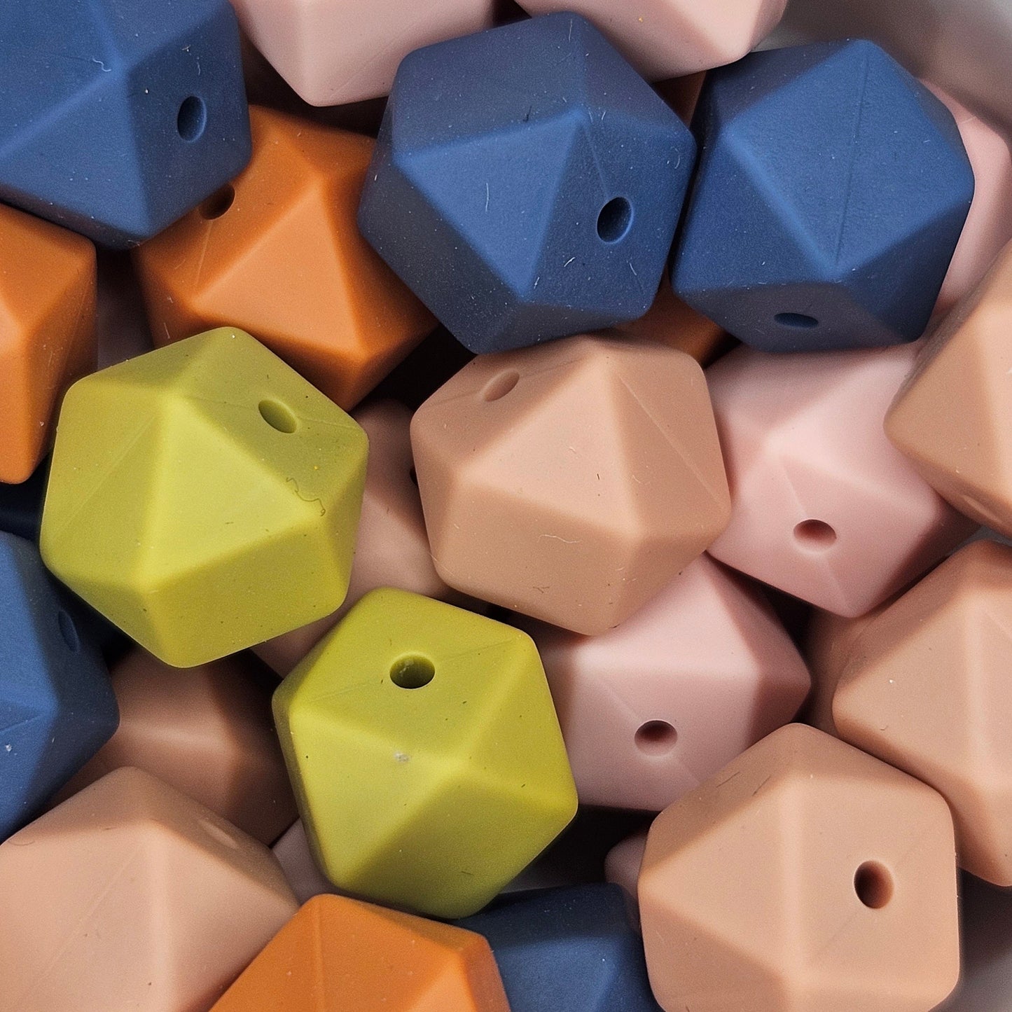 Hexagon Silicone Bead - 14mm - DUSTY PEACH