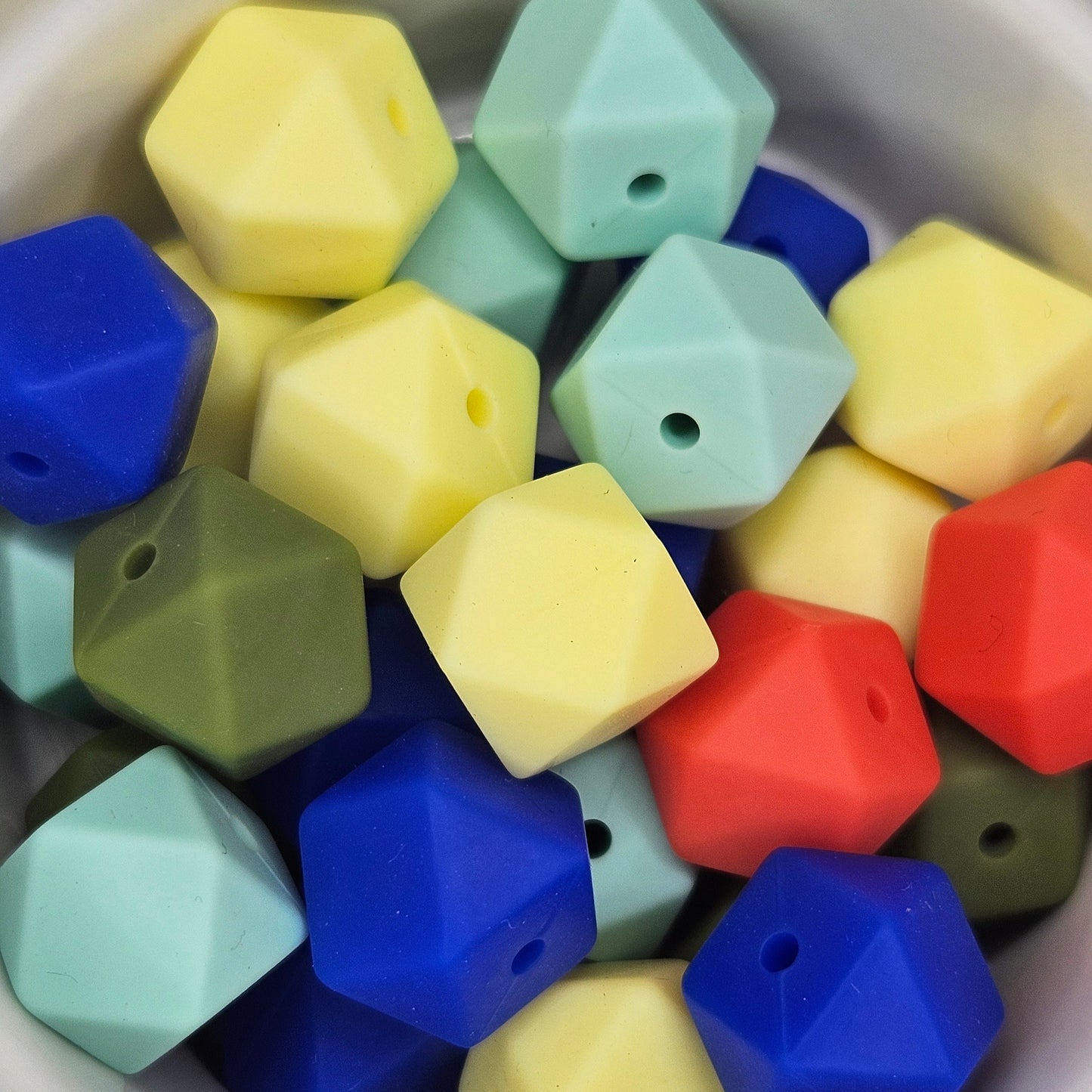 Hexagon Silicone Bead - 14mm - RED