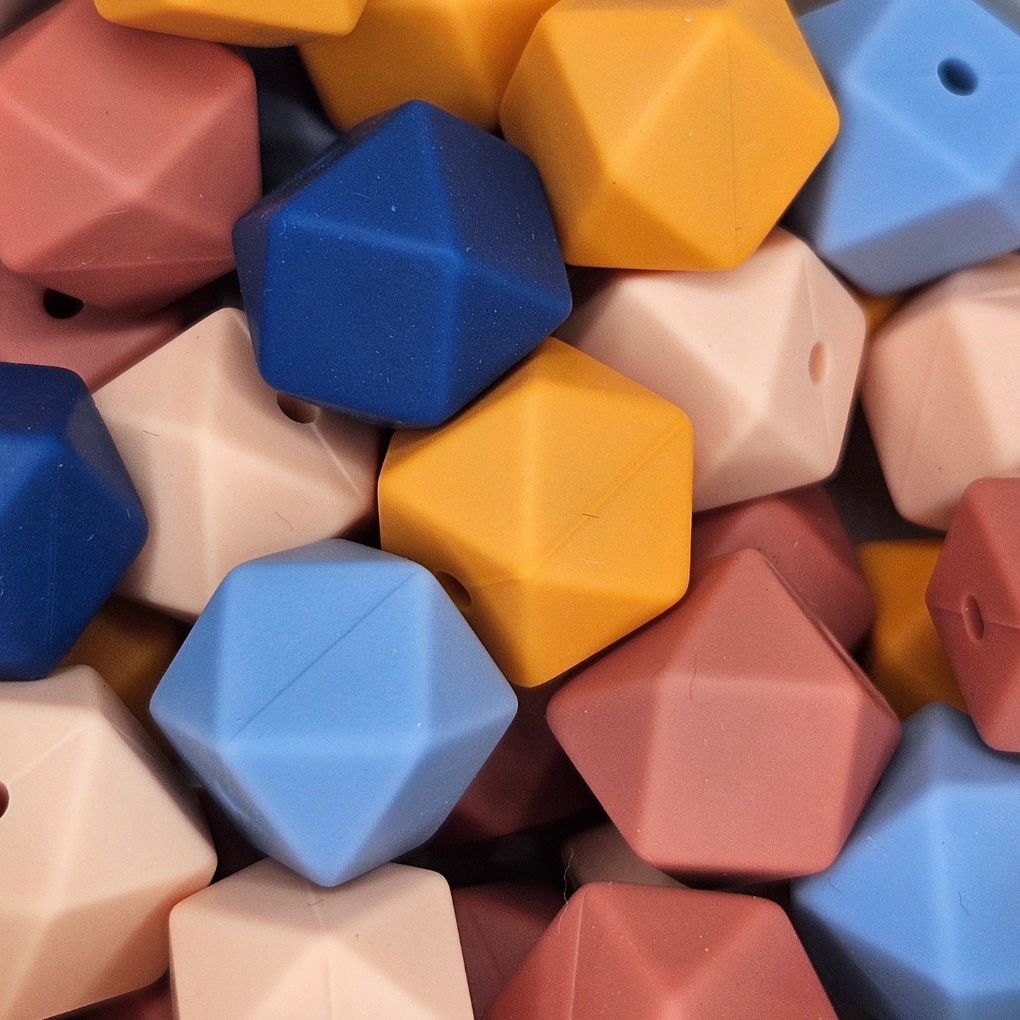 Hexagon Silicone Bead - 14mm - FLESH