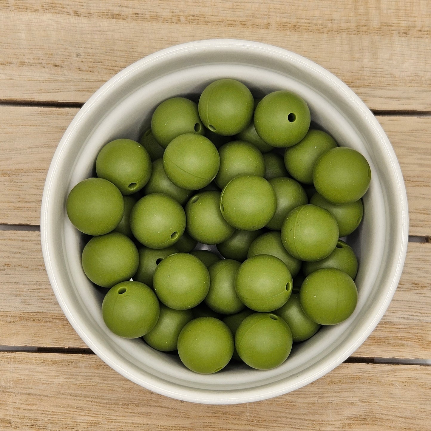 Round Silicone Bead - 12mm AND 15mm. Army Green