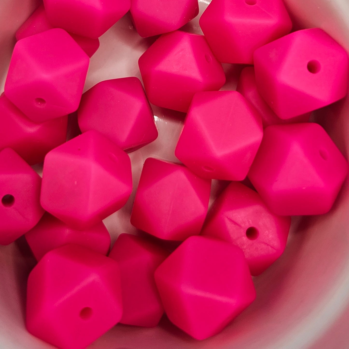 Hexagon Silicone Bead - 14mm - FUCHSIA