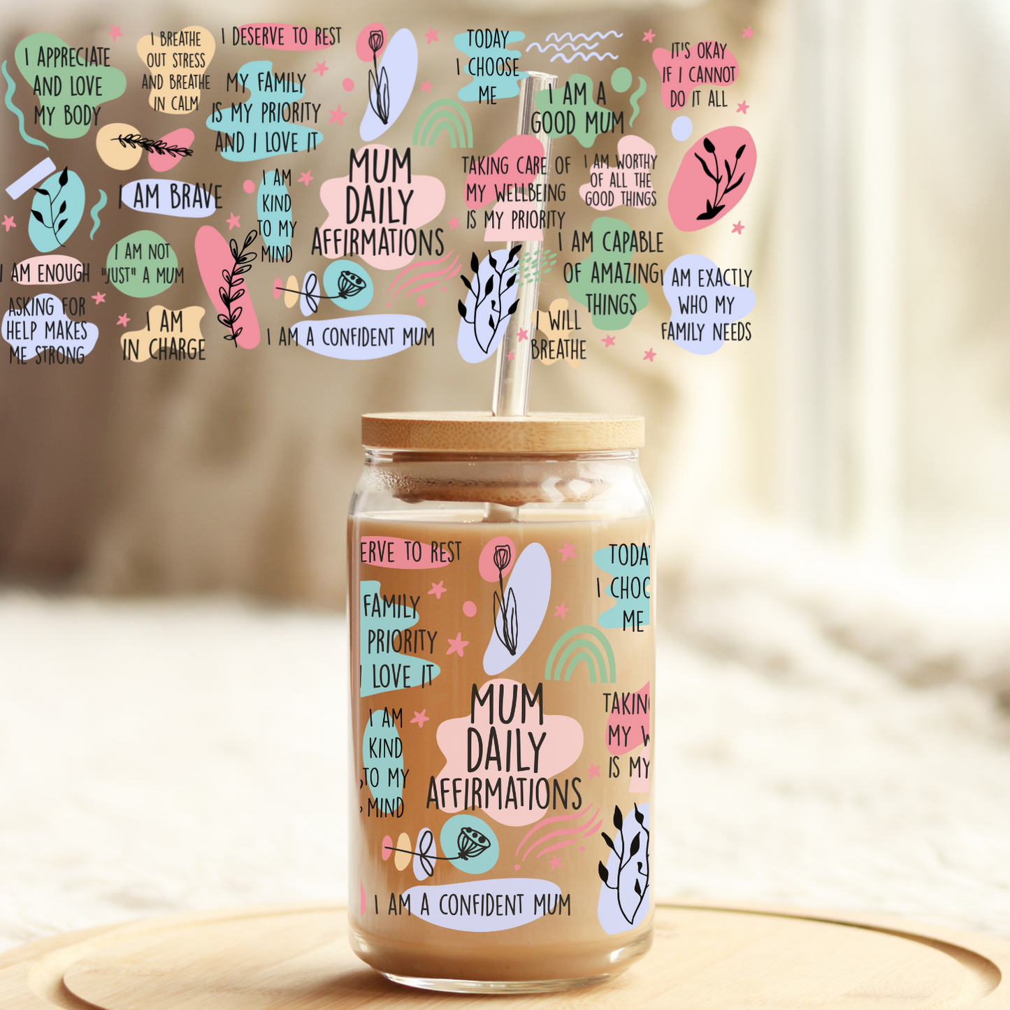 UV DTF , Ready to Use Sticker, Mum Affirmations UVDTF100219