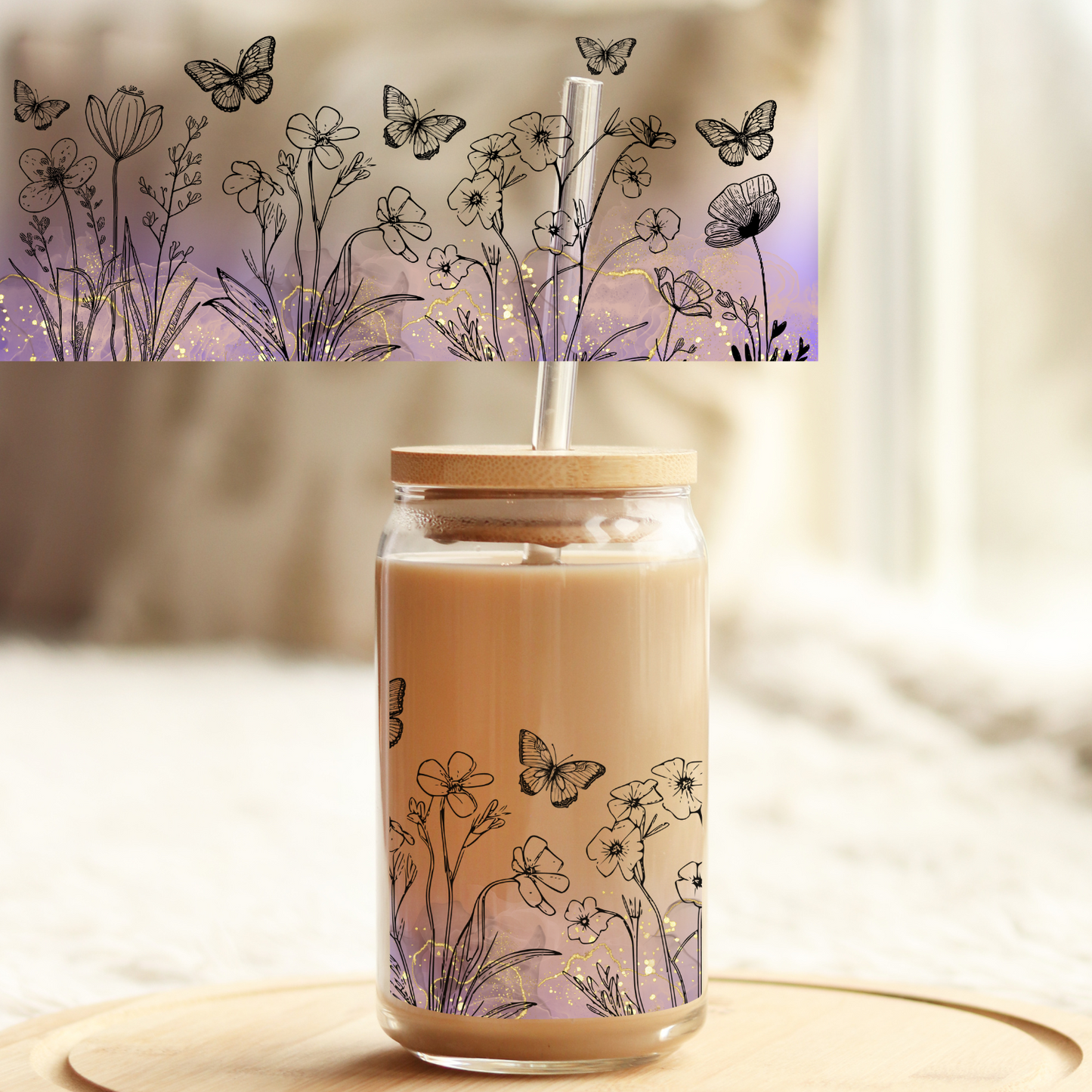 UV DTF , Ready to Use Sticker, Butterflies and Flowers UVDTF100216