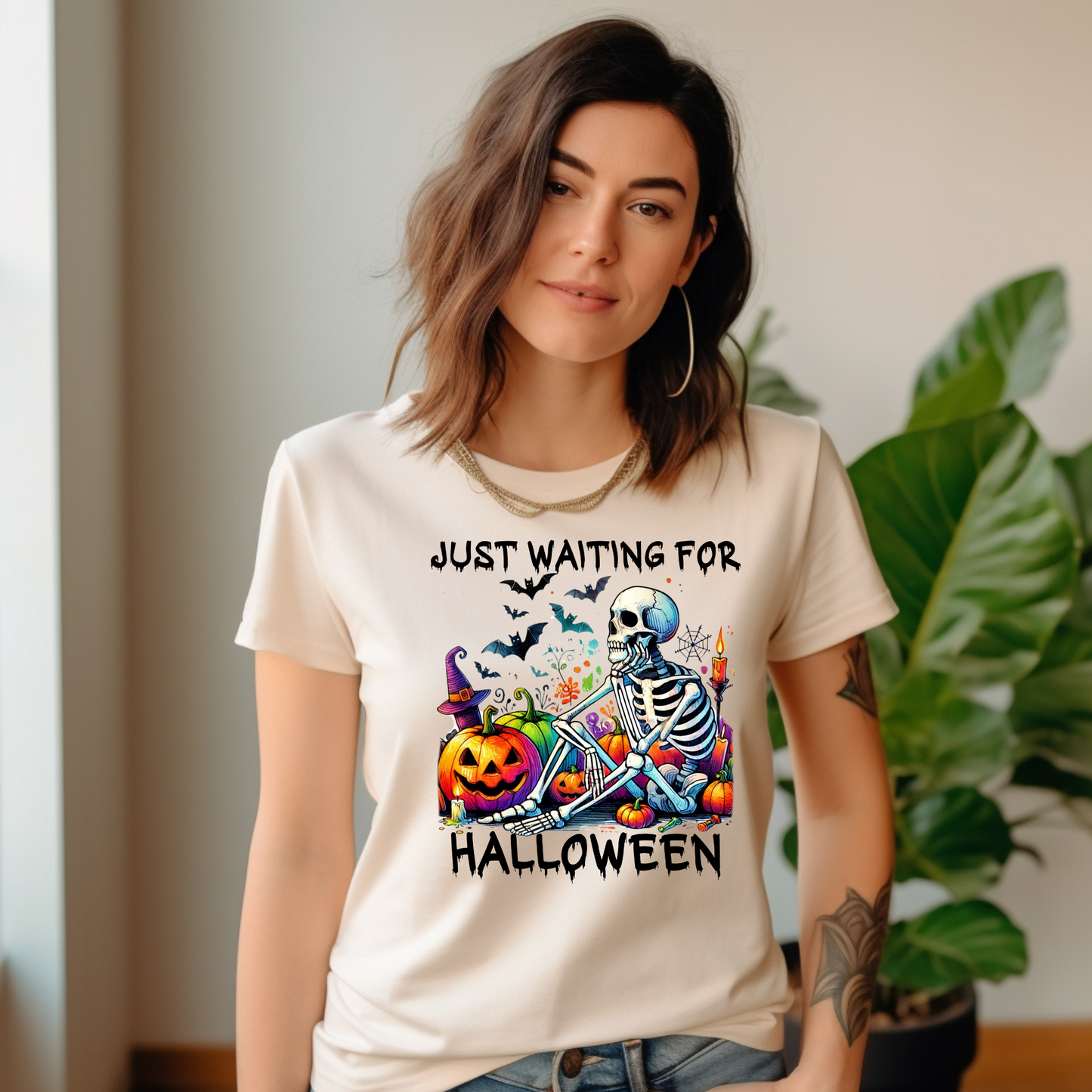 DTF Shirt Transfer - Ready to Press - Just Waiting for Halloween - DTF100176