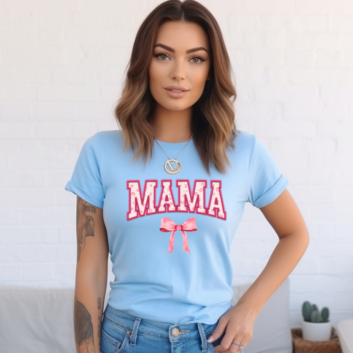 Clear Film Full Colour Soft Thin Matte Screen Print Transfer: Mama with Bow