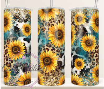 Tumbler Wraps - Sunflowers, Cowhide, Leopard - TW100022 - Cutey K Blanks
