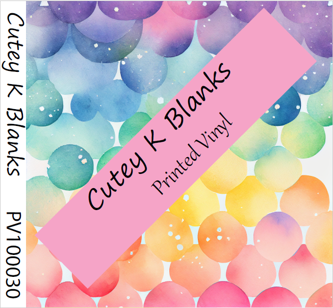 Printed Vinyl and HTV - Rainbow Watercolour - PV100030 - Cutey K Blanks