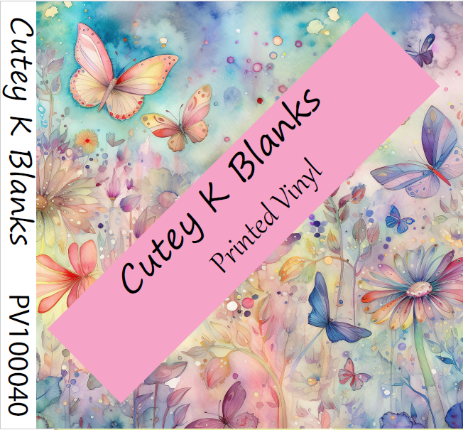 Printed Vinyl and HTV - Whimsical Butterfly - PV100040 - Cutey K Blanks