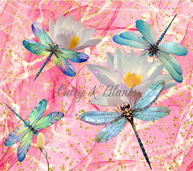 Tumbler Wraps - Lotus Flower Dragonfly - TW100059 - Cutey K Blanks