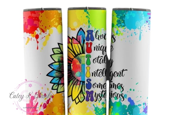 Tumbler Wraps - Autism Colour Splash - TW100013 - Cutey K Blanks