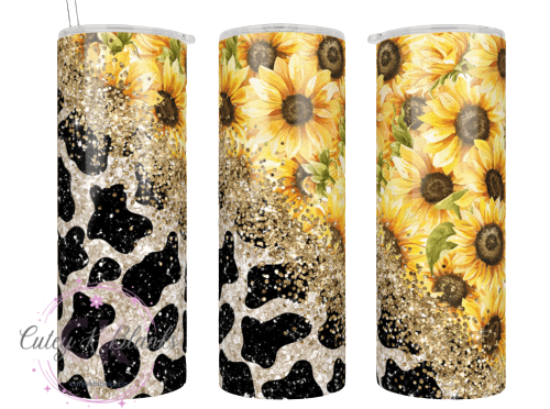 Tumbler Wraps - Cow Print Sunflower - TW100016 - Cutey K Blanks