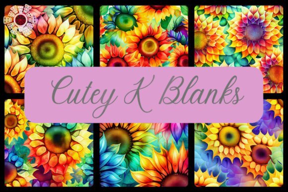 Printed Vinyl and HTV - Rainbow Watercolour Sunflowers - PV100014 - Cutey K Blanks