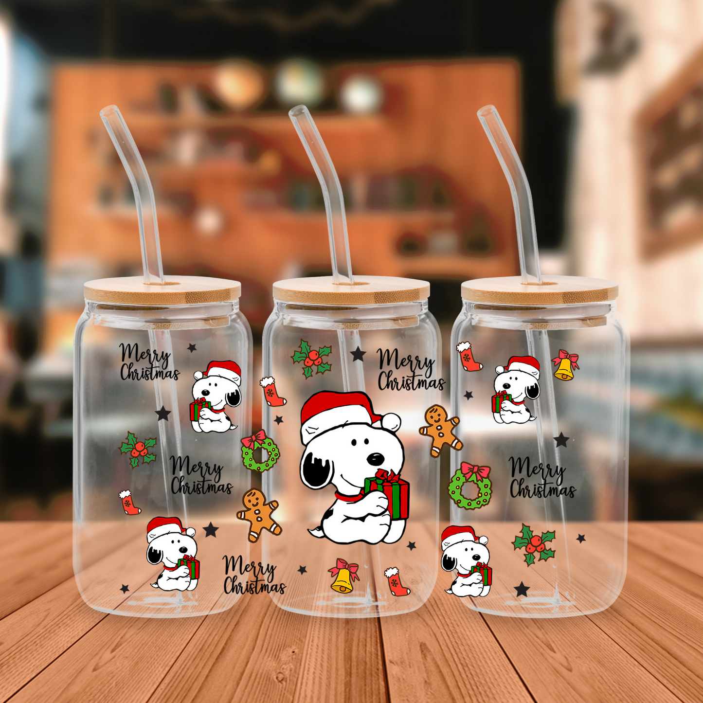 Sublimation Transfer Print - Ready to Press - 16oz Tumblers - C Dog Christmas - S100016