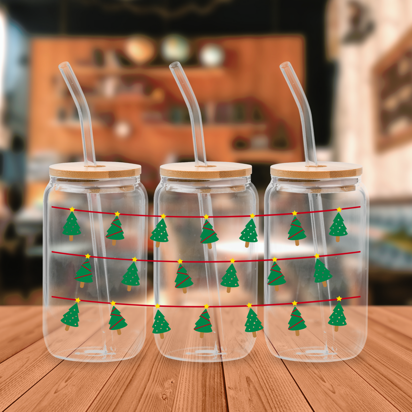 Sublimation Transfer Print - Ready to Press - 16oz Tumblers - Christmas Trees - S100019