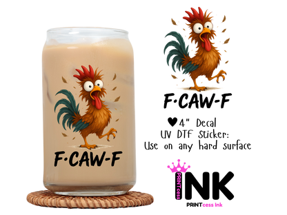 F-Caw-F UVDTF100590 UV DTF Sticker | Ready to Apply Decal | Waterproof Permanent Sticker for Tumblers, Cups, Laptops, and More| Tumbler Cup Decal 4" UV DTF  Sticker