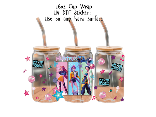 Huntrix UVDTF100789 UV DTF Sticker | Ready to Apply Decal | Waterproof Permanent Sticker for Tumblers, Cups, Laptops, and More| Tumbler Cup Decal 4" UV DTF  Sticker
