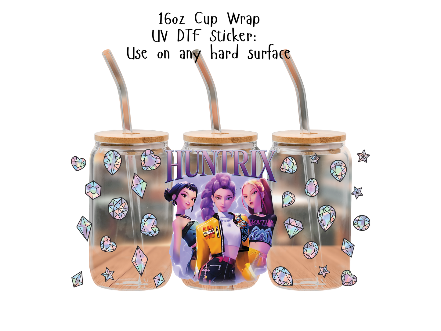 Huntrix UVDTF100796 UV DTF Sticker | Ready to Apply Decal | Waterproof Permanent Sticker for Tumblers, Cups, Laptops, and More| Tumbler Cup Decal 4" UV DTF  Sticker