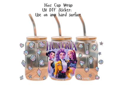 Huntrix UVDTF100796 UV DTF Sticker | Ready to Apply Decal | Waterproof Permanent Sticker for Tumblers, Cups, Laptops, and More| Tumbler Cup Decal 4" UV DTF  Sticker