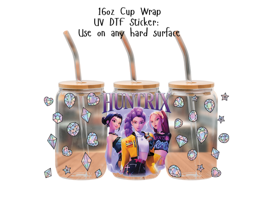Huntrix UVDTF100796 UV DTF Sticker | Ready to Apply Decal | Waterproof Permanent Sticker for Tumblers, Cups, Laptops, and More| Tumbler Cup Decal 4" UV DTF  Sticker