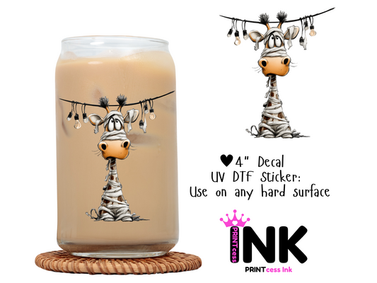 Halloween Funny Animal UVDTF100580 UV DTF Sticker | Ready to Apply Decal | Waterproof Permanent Sticker for Tumblers, Cups, Laptops, and More| Tumbler Cup Decal 4" UV DTF  Sticker: