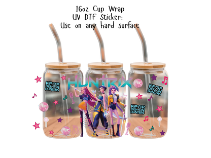 Huntrix UVDTF100788 UV DTF Sticker | Ready to Apply Decal | Waterproof Permanent Sticker for Tumblers, Cups, Laptops, and More| Tumbler Cup Decal 4" UV DTF  Sticker