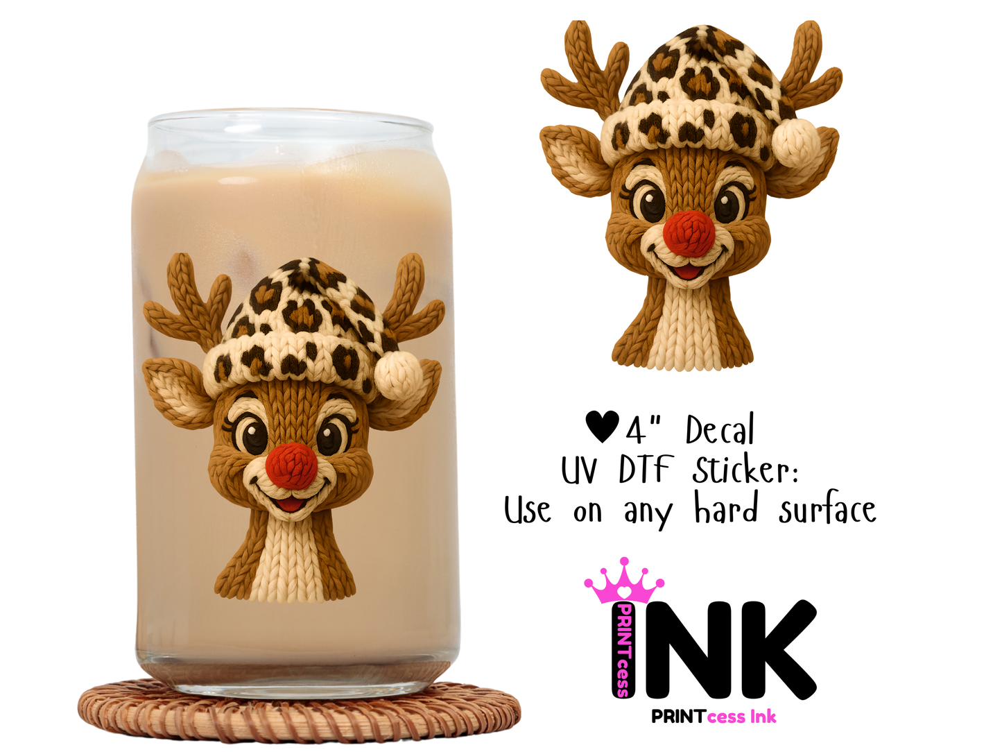 Christmas UVDTF100648 UV DTF Sticker | Ready to Apply Decal | Waterproof Permanent Sticker for Tumblers, Cups, Laptops, and More| Tumbler Cup Decal 4" UV DTF  Sticker