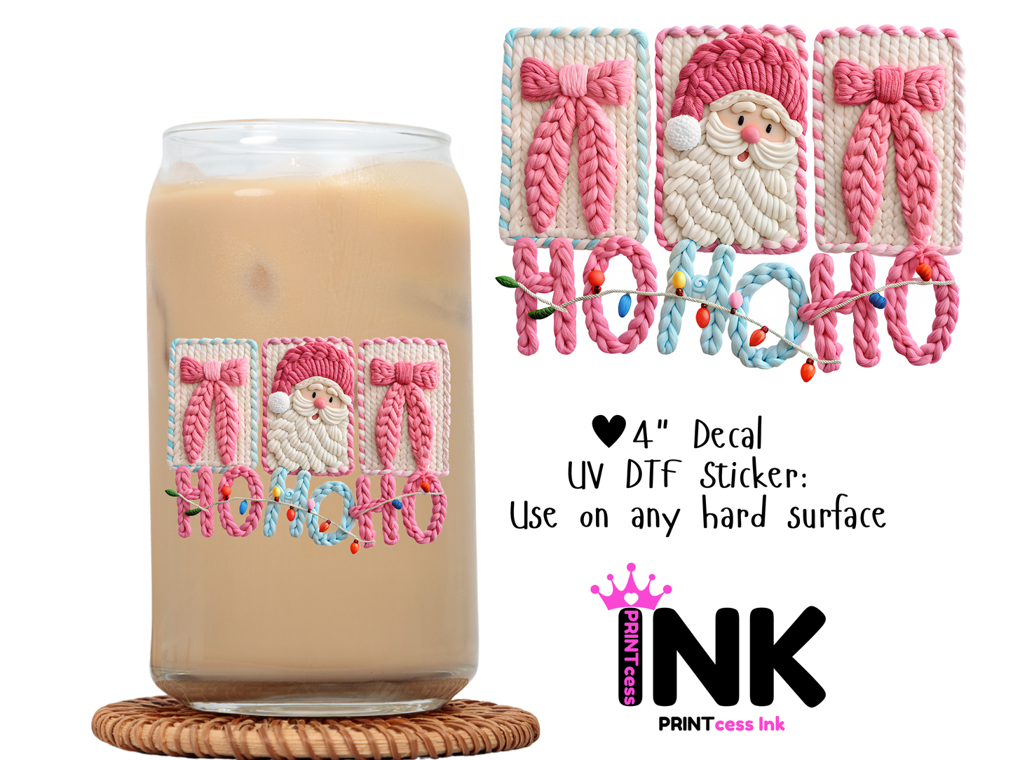 Christmas UVDTF100697 UV DTF Sticker | Ready to Apply Decal | Waterproof Permanent Sticker for Tumblers, Cups, Laptops, and More| Tumbler Cup Decal 4" UV DTF  Sticker