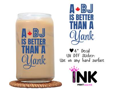 Blue Jays UVDTF100621 UV DTF Sticker | Ready to Apply Decal | Waterproof Permanent Sticker for Tumblers, Cups, Laptops, and More| Tumbler Cup Decal 4" UV DTF  Sticker