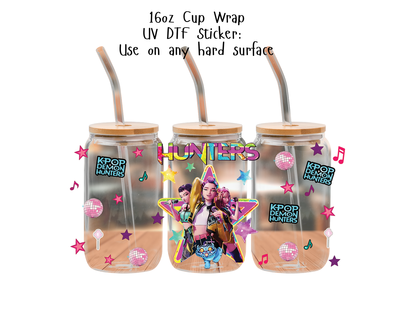 Huntrix UVDTF100787 UV DTF Sticker | Ready to Apply Decal | Waterproof Permanent Sticker for Tumblers, Cups, Laptops, and More| Tumbler Cup Decal 4" UV DTF  Sticker