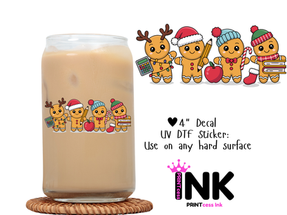 Christmas Teacher UVDTF100690 UV DTF Sticker | Ready to Apply Decal | Waterproof Permanent Sticker for Tumblers, Cups, Laptops, and More| Tumbler Cup Decal 4" UV DTF  Sticker