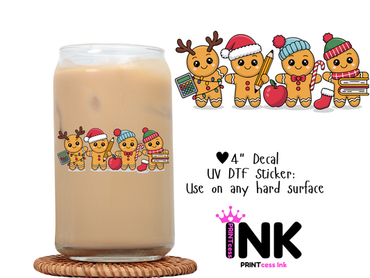 Christmas Teacher UVDTF100690 UV DTF Sticker | Ready to Apply Decal | Waterproof Permanent Sticker for Tumblers, Cups, Laptops, and More| Tumbler Cup Decal 4" UV DTF  Sticker