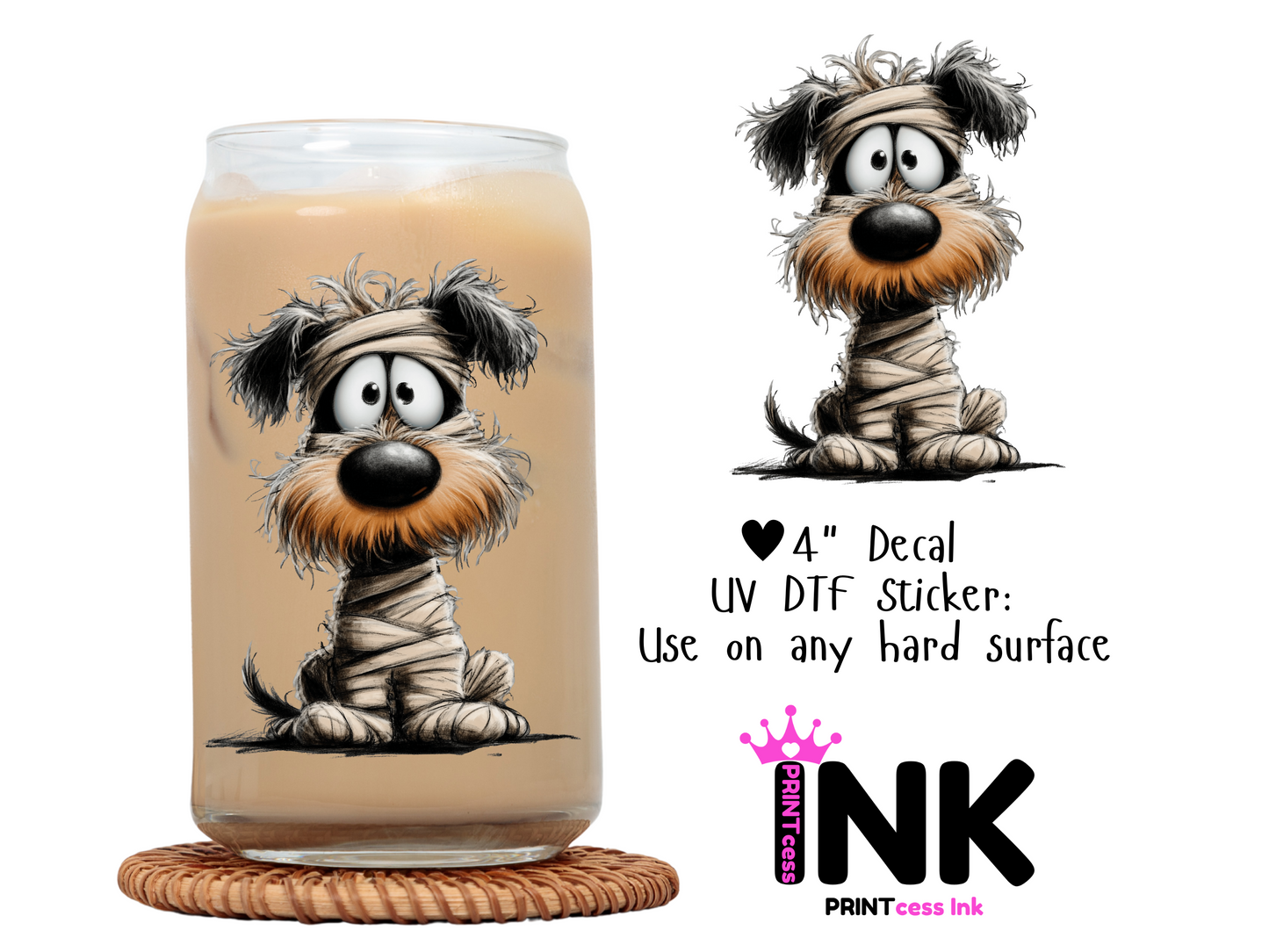 Halloween Funny Animal UVDTF100586 UV DTF Sticker | Ready to Apply Decal | Waterproof Permanent Sticker for Tumblers, Cups, Laptops, and More| Tumbler Cup Decal 4" UV DTF  Sticker: