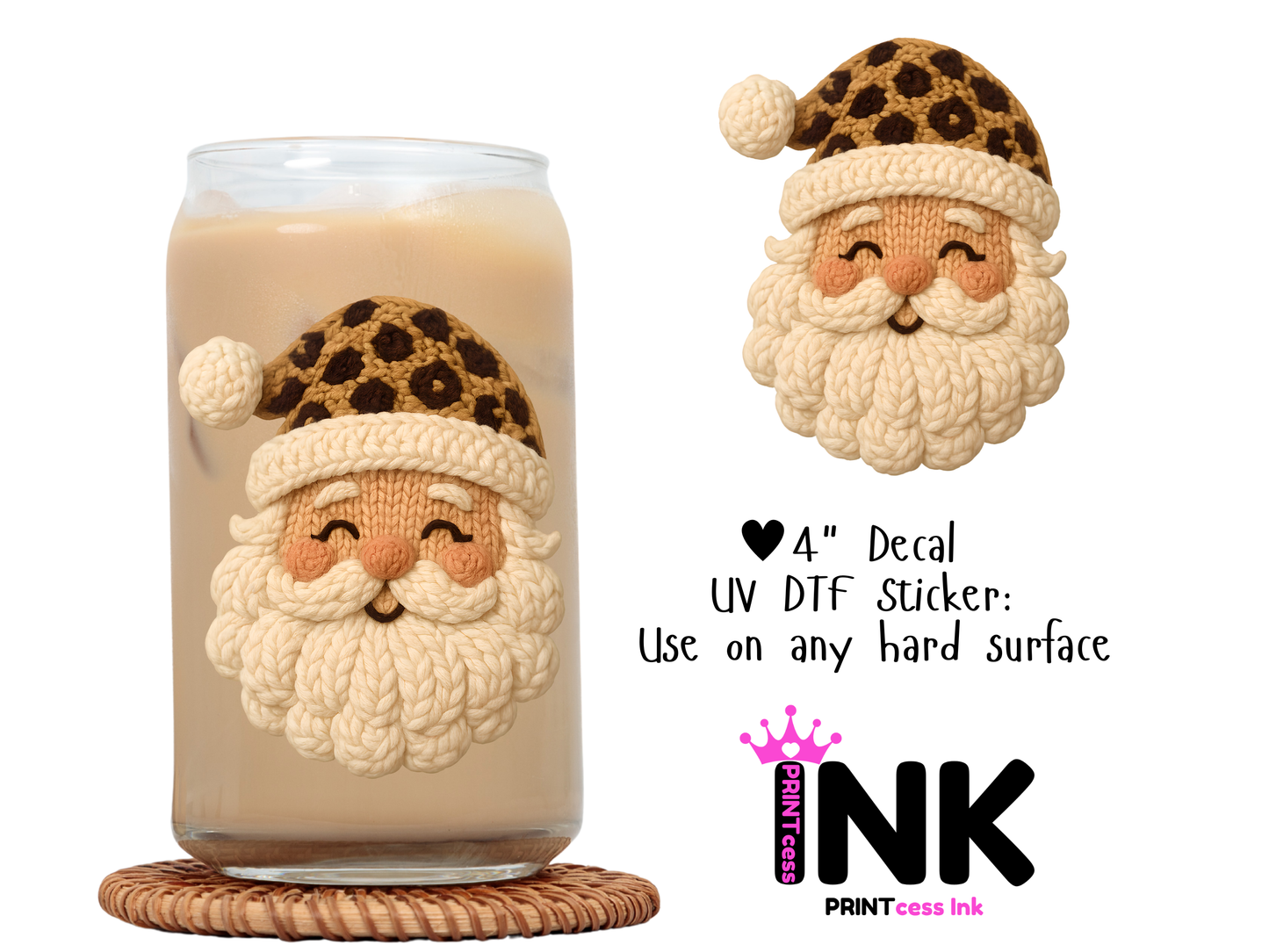 Christmas UVDTF100651 UV DTF Sticker | Ready to Apply Decal | Waterproof Permanent Sticker for Tumblers, Cups, Laptops, and More| Tumbler Cup Decal 4" UV DTF  Sticker