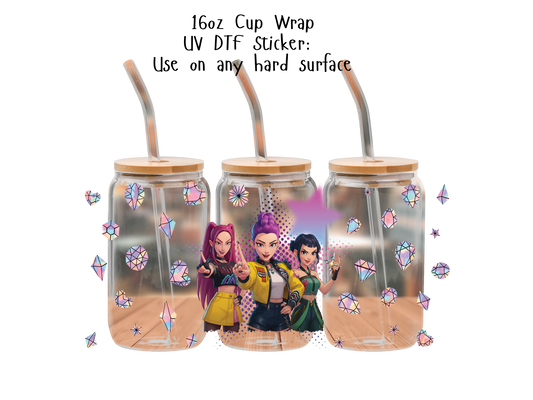 Huntrix UVDTF100786 UV DTF Sticker | Ready to Apply Decal | Waterproof Permanent Sticker for Tumblers, Cups, Laptops, and More| Tumbler Cup Decal 4" UV DTF  Sticker