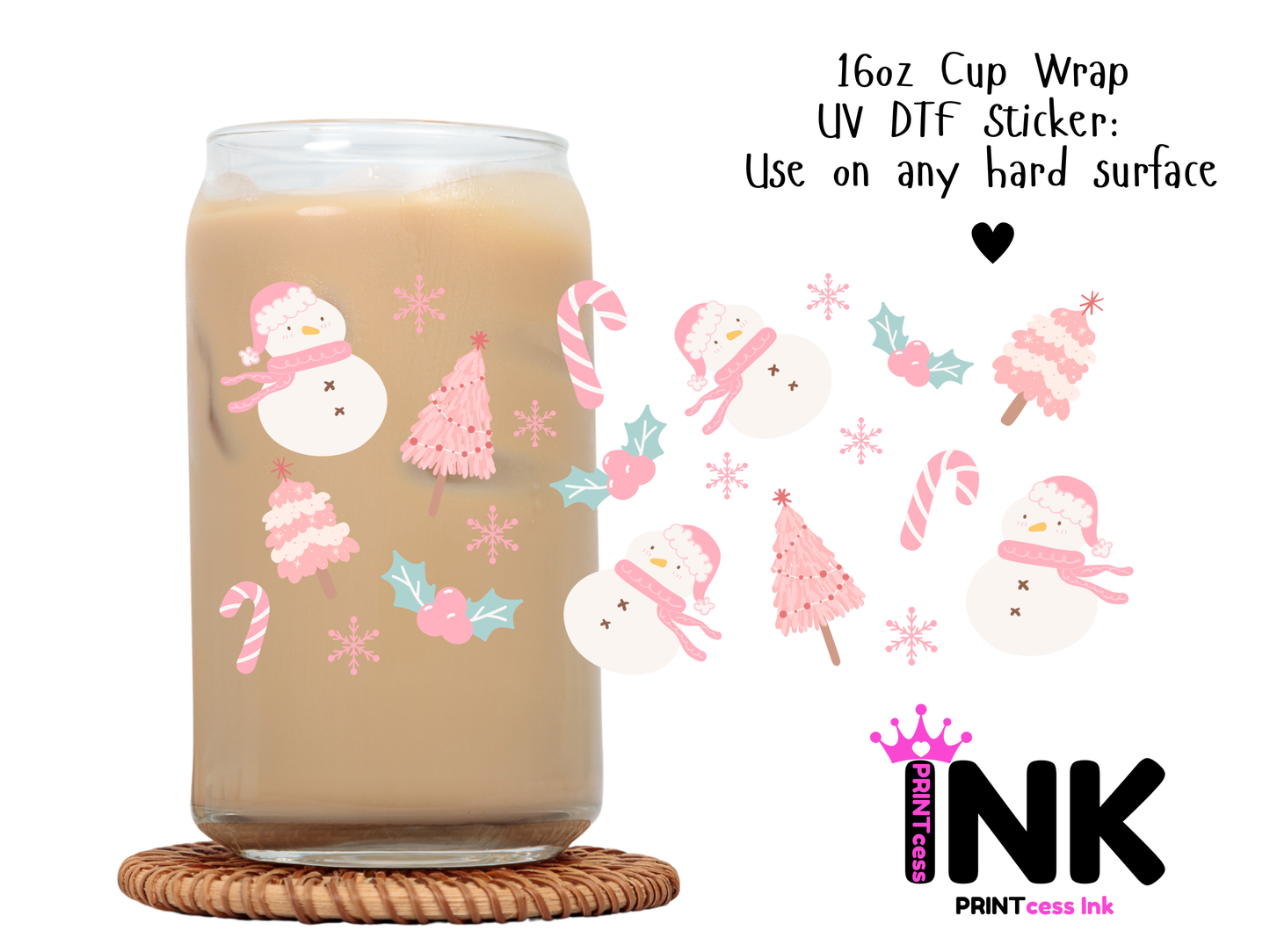 Winter UVDTF100705 UV DTF Sticker | Ready to Apply Decal | Waterproof Permanent Sticker for Tumblers, Cups, Laptops, and More| Tumbler Cup Decal 4" UV DTF  Sticker
