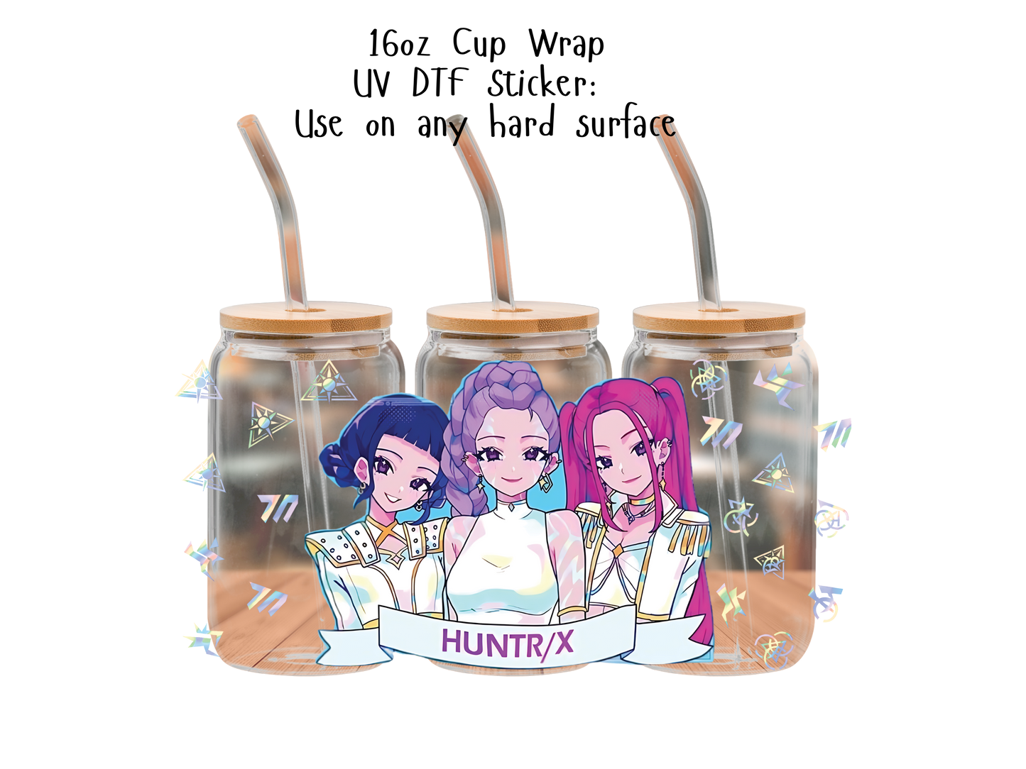 Huntrix UVDTF100781 UV DTF Sticker | Ready to Apply Decal | Waterproof Permanent Sticker for Tumblers, Cups, Laptops, and More| Tumbler Cup Decal 4" UV DTF  Sticker