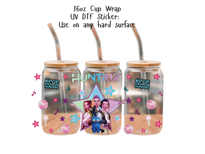 Huntrix UVDTF100784 UV DTF Sticker | Ready to Apply Decal | Waterproof Permanent Sticker for Tumblers, Cups, Laptops, and More| Tumbler Cup Decal 4" UV DTF  Sticker