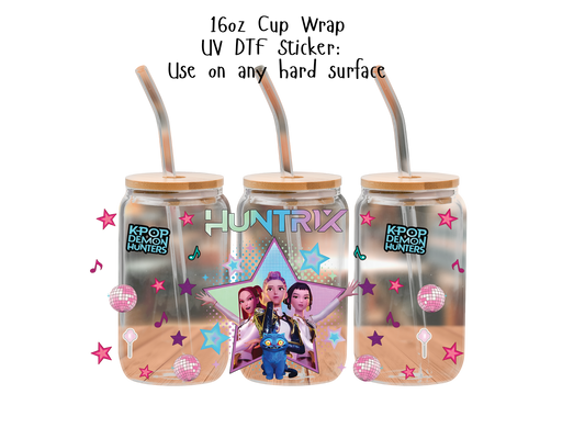 Huntrix UVDTF100784 UV DTF Sticker | Ready to Apply Decal | Waterproof Permanent Sticker for Tumblers, Cups, Laptops, and More| Tumbler Cup Decal 4" UV DTF  Sticker