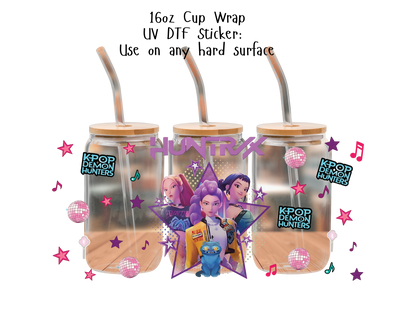 Huntrix UVDTF100790 UV DTF Sticker | Ready to Apply Decal | Waterproof Permanent Sticker for Tumblers, Cups, Laptops, and More| Tumbler Cup Decal 4" UV DTF  Sticker