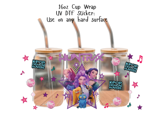 Huntrix UVDTF100790 UV DTF Sticker | Ready to Apply Decal | Waterproof Permanent Sticker for Tumblers, Cups, Laptops, and More| Tumbler Cup Decal 4" UV DTF  Sticker