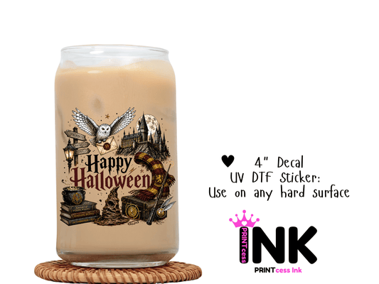Halloween UVDTF100812 UV DTF Sticker | Ready to Apply Decal | Waterproof Permanent Sticker for Tumblers, Cups, Laptops, and More| Tumbler Cup Decal 4" UV DTF  Sticker