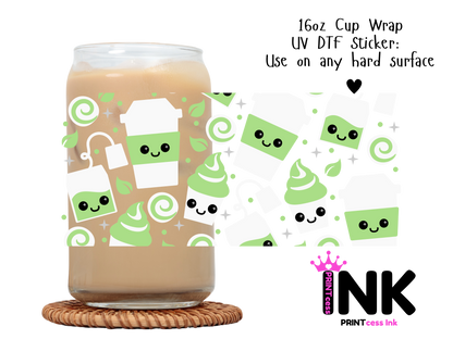 Matcha UVDTF100772 UV DTF Sticker | Ready to Apply Decal | Waterproof Permanent Sticker for Tumblers, Cups, Laptops, and More| Tumbler Cup Decal 4" UV DTF  Sticker