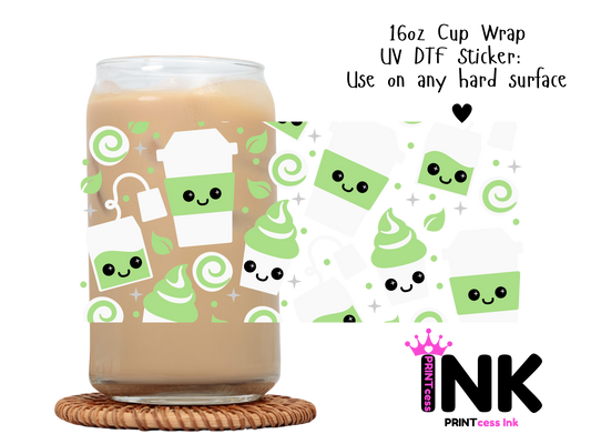 Matcha UVDTF100772 UV DTF Sticker | Ready to Apply Decal | Waterproof Permanent Sticker for Tumblers, Cups, Laptops, and More| Tumbler Cup Decal 4" UV DTF  Sticker