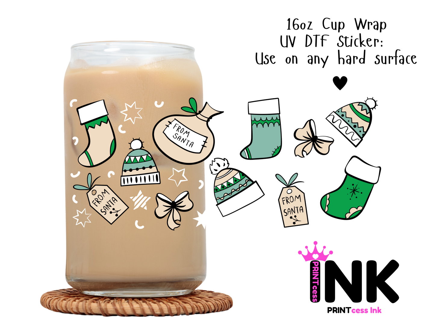 Winter UVDTF100708 UV DTF Sticker | Ready to Apply Decal | Waterproof Permanent Sticker for Tumblers, Cups, Laptops, and More| Tumbler Cup Decal 4" UV DTF  Sticker