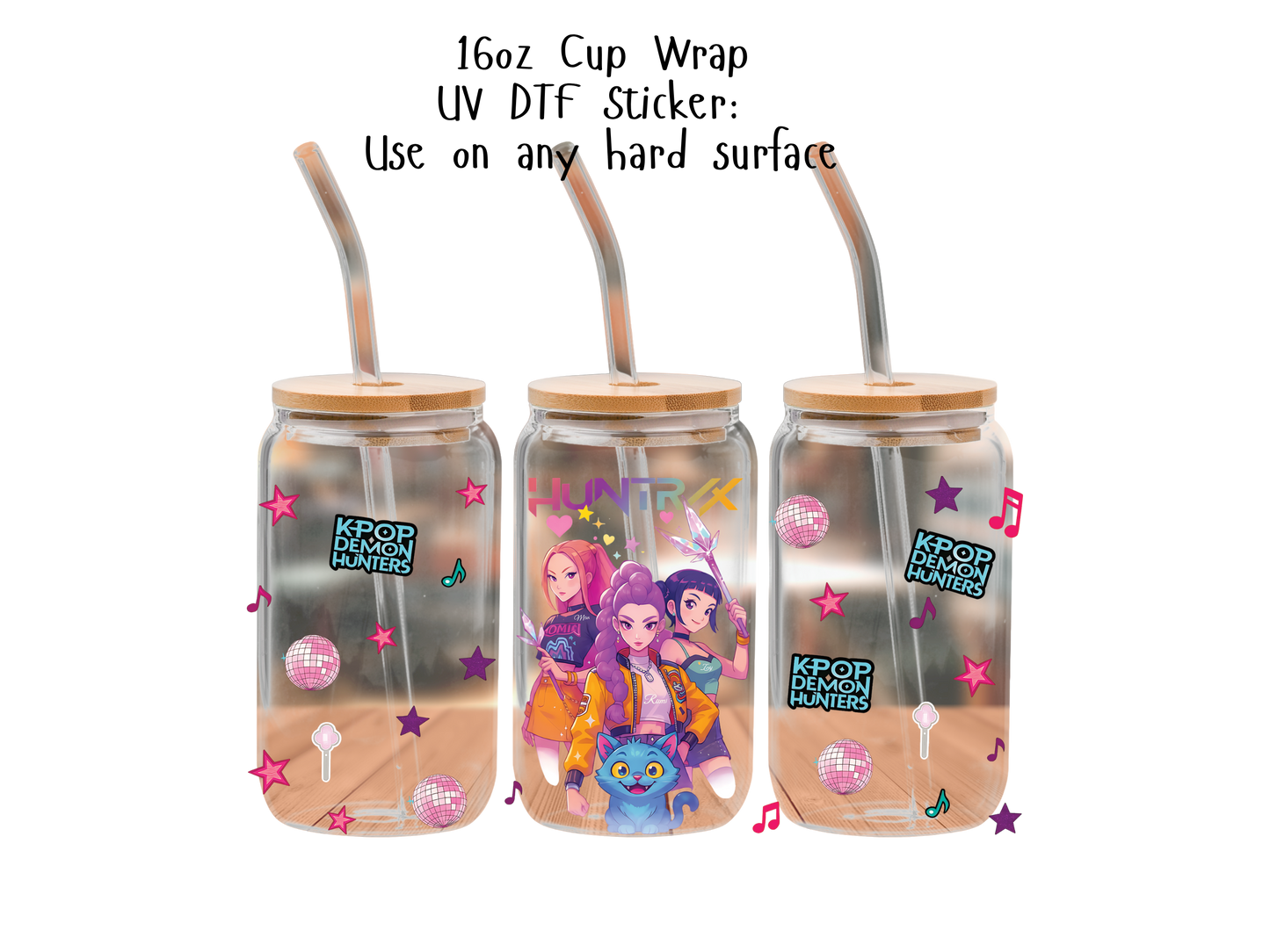 Huntrix UVDTF100780 UV DTF Sticker | Ready to Apply Decal | Waterproof Permanent Sticker for Tumblers, Cups, Laptops, and More| Tumbler Cup Decal 4" UV DTF  Sticker (Copy)