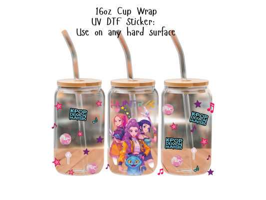 Huntrix UVDTF100780 UV DTF Sticker | Ready to Apply Decal | Waterproof Permanent Sticker for Tumblers, Cups, Laptops, and More| Tumbler Cup Decal 4" UV DTF  Sticker (Copy)